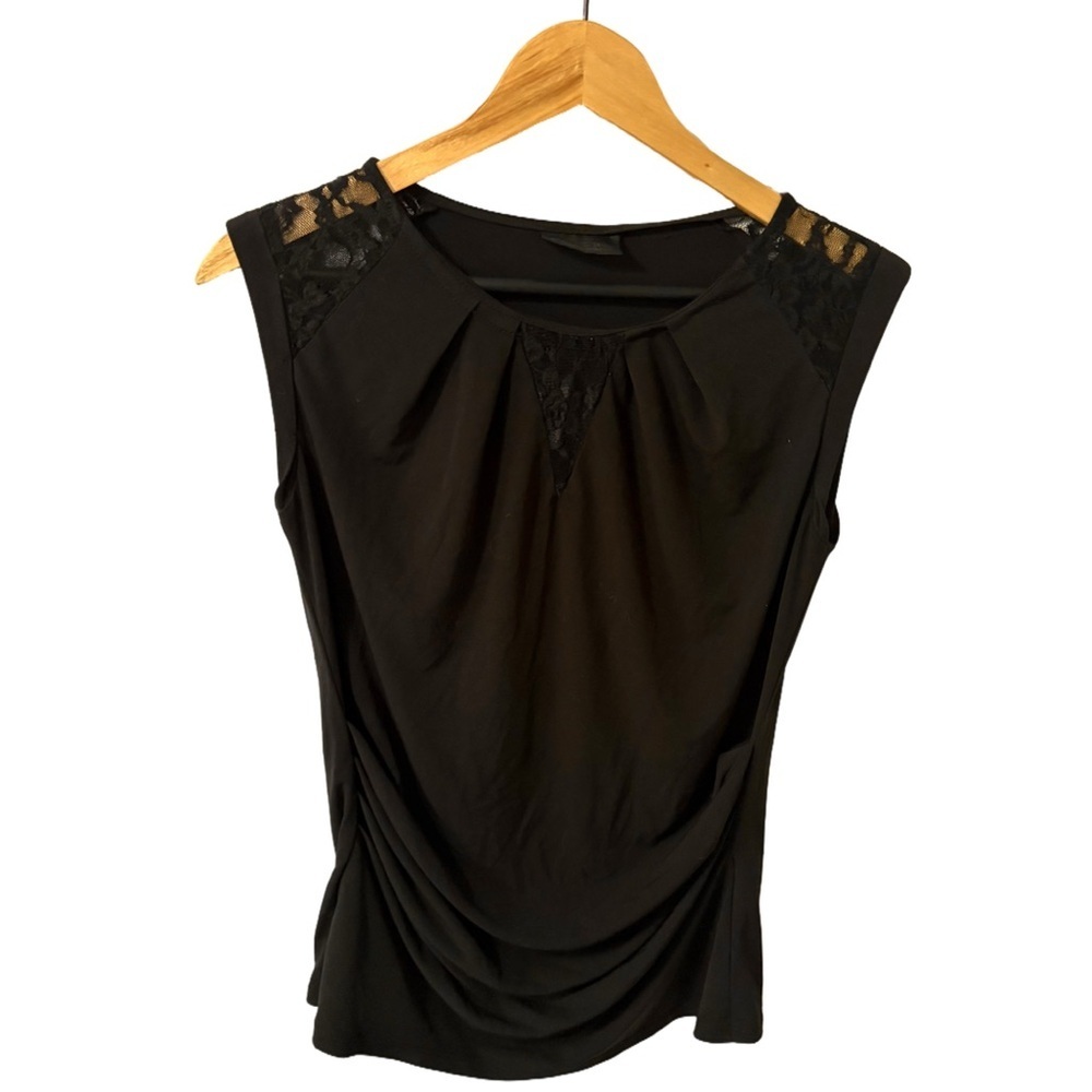 Black Ruched Sleeveless Blouse
